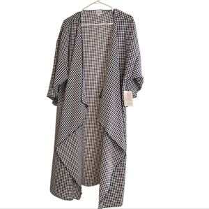 LuLaRoe Shirley Womens L Navy And White Houndstooth Overlay  Kimono Cover